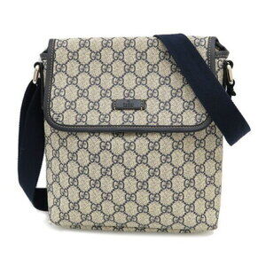 Gucci GG Supreme canvas flap messenger bag navy blue